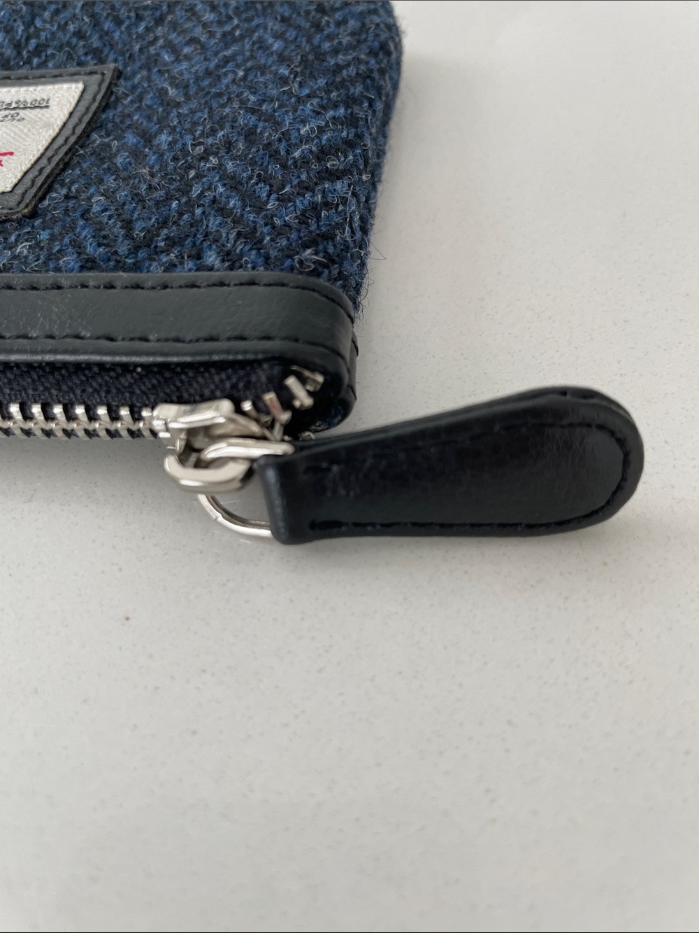 Harris Tweed Navy Zip Coin and Card Pouch Wallet - Picture 11 of 15
